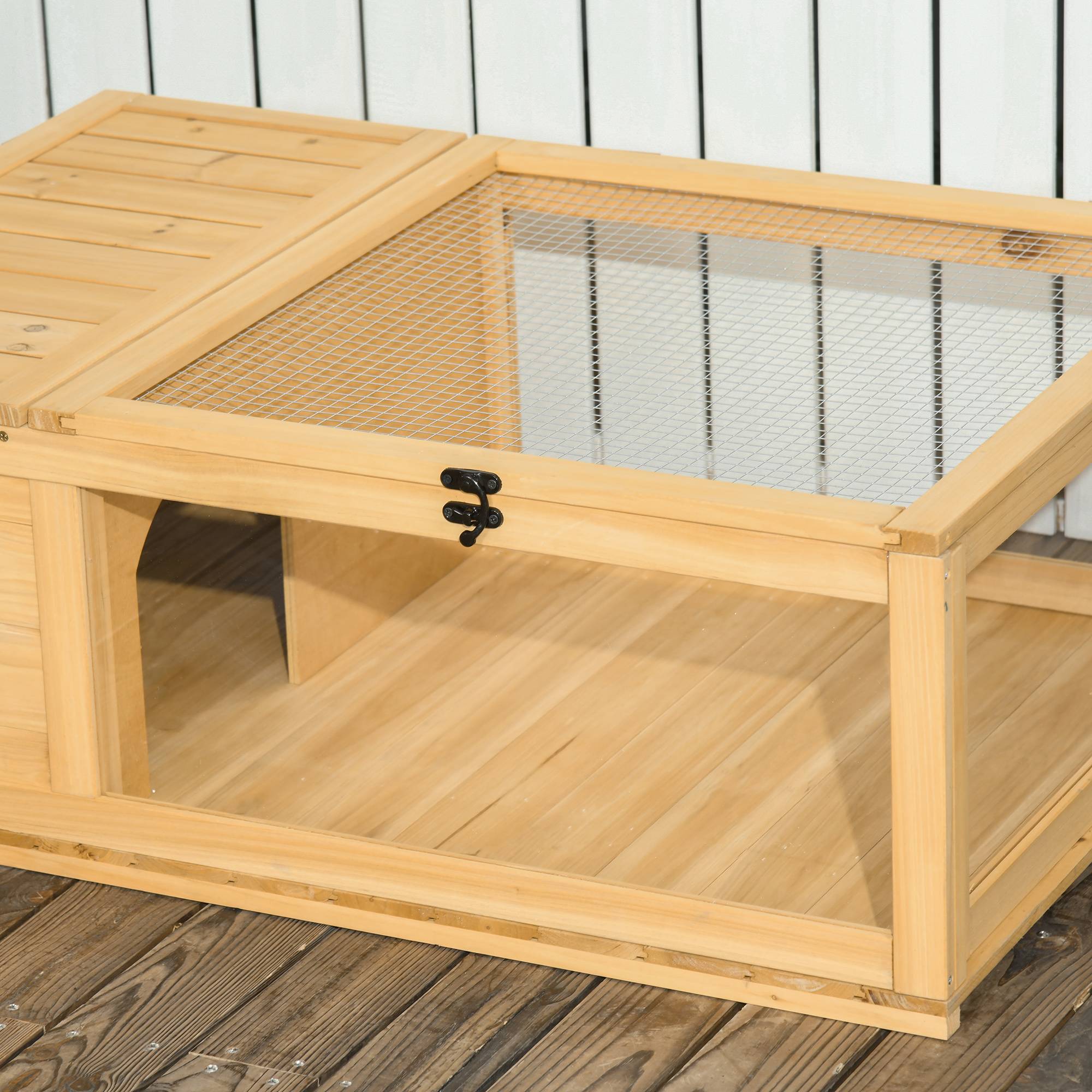 ComfortXL - Enclos tortue bois de sapin 91 x 60,5 x 32 cm naturel intérieur extérieur ventilé - ComfortXL Outdoor Living - Image 10