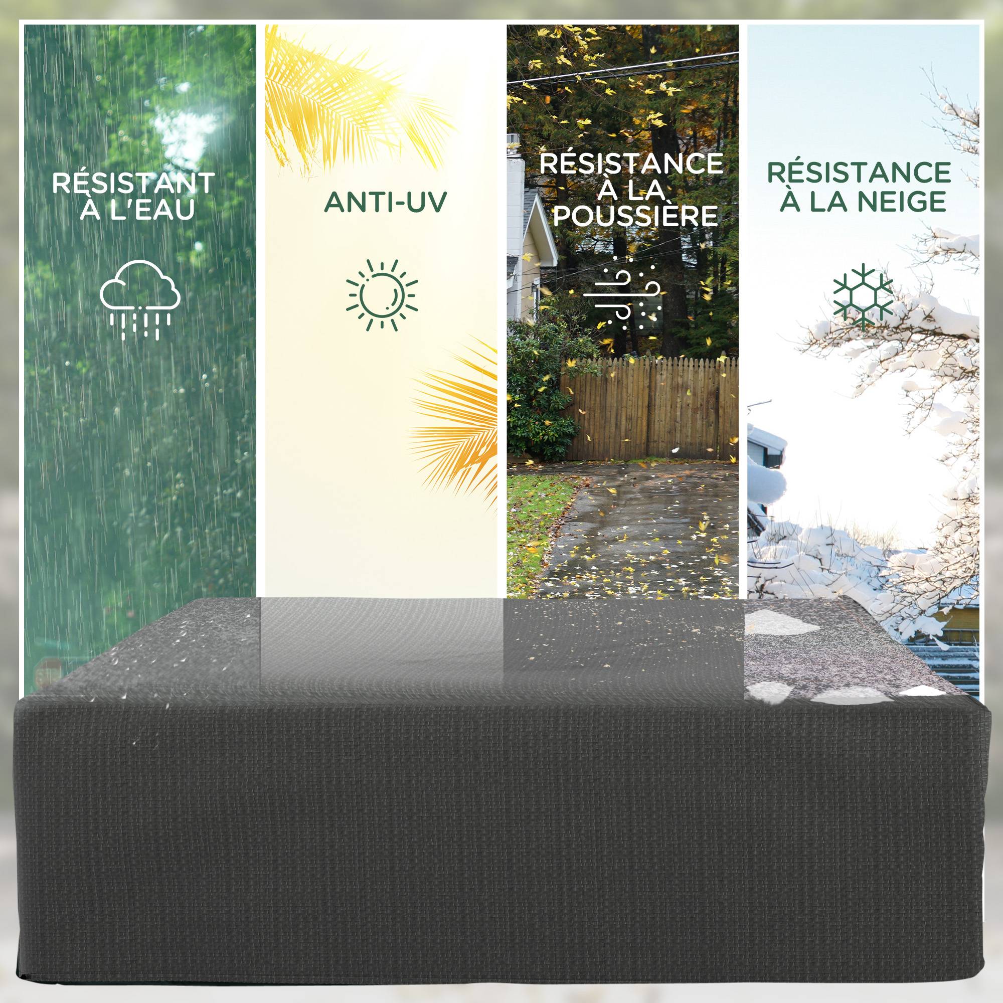Outsunny - Housse de protection pour table de jardin extérieure 235x190x90cm anti-UV polyéthylène haute résistance gris - Outsunny - Image 8