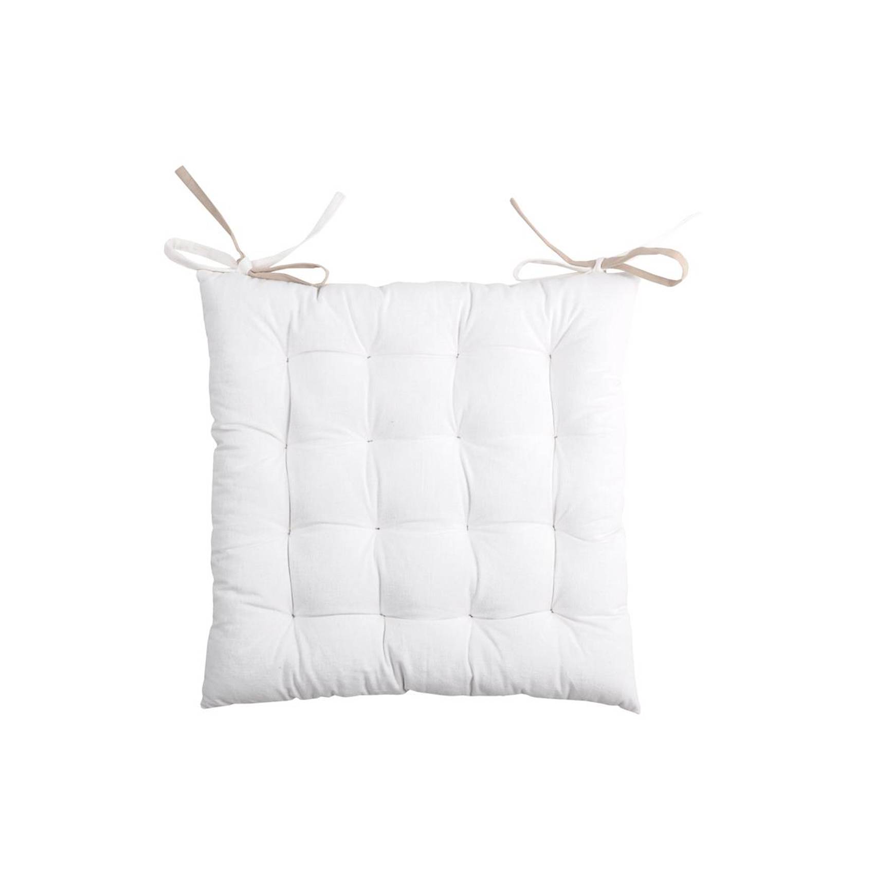 Lovely Casa - Galette de chaise bicolore - LOVELY CASA - Coton - Ecru - Image 1