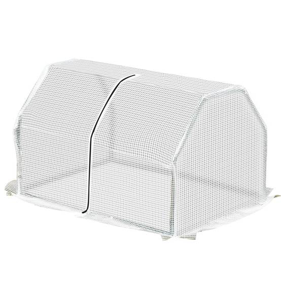 Mini Serre de Terrasse 100 x 70 x 60 cm avec Fermeture Éclair, Structure Acier et Bâche PE 140 g/m², pour Plantes et Fleurs, Blanche - Image 1