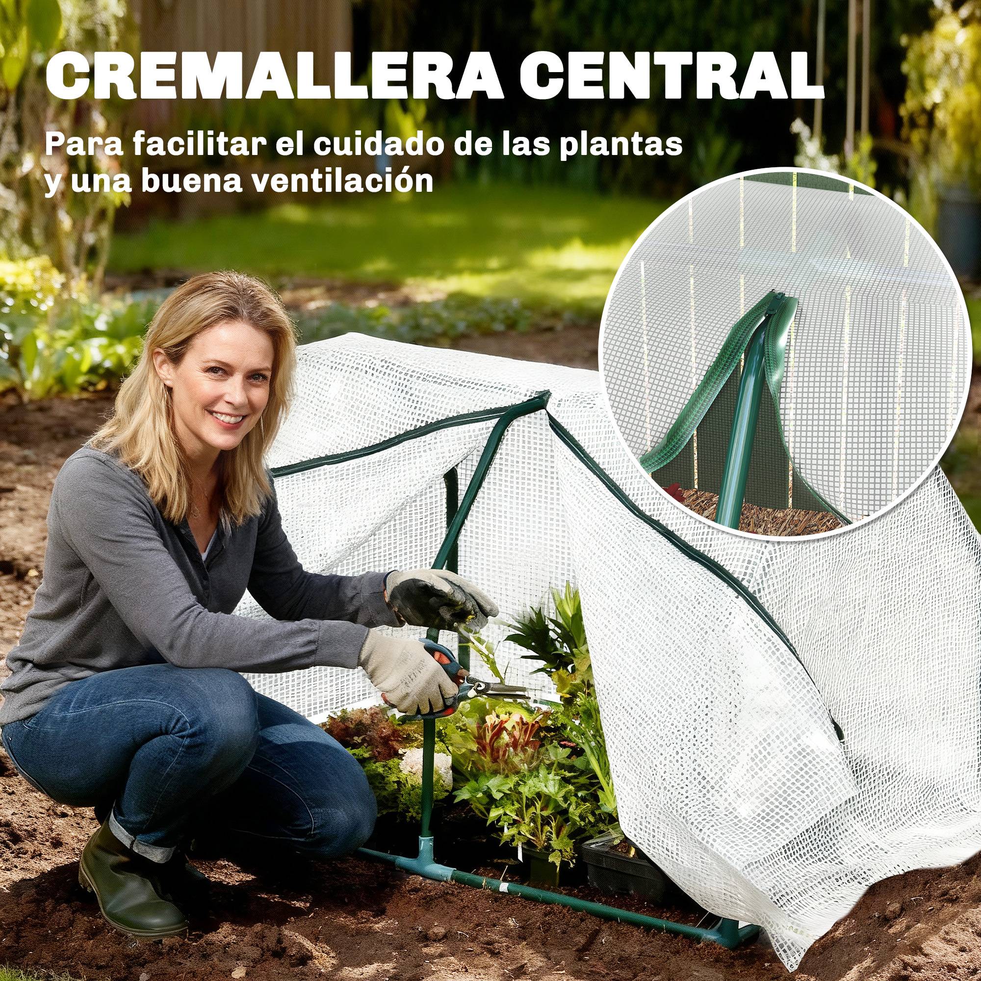 Mini Serre de Terrasse 100 x 70 x 60 cm avec Fermeture Éclair, Structure Acier et Bâche PE 140 g/m², pour Plantes et Fleurs, Blanche - Image 6