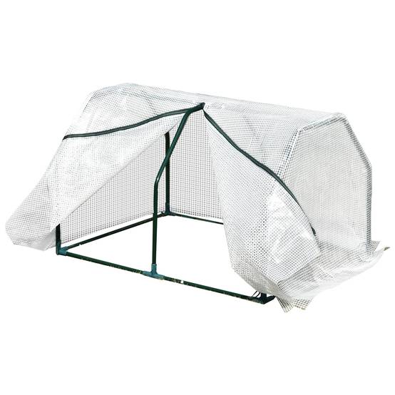 Mini Serre de Terrasse 100 x 70 x 60 cm avec Fermeture Éclair, Structure Acier et Bâche PE 140 g/m², pour Plantes et Fleurs, Blanche - Image 8