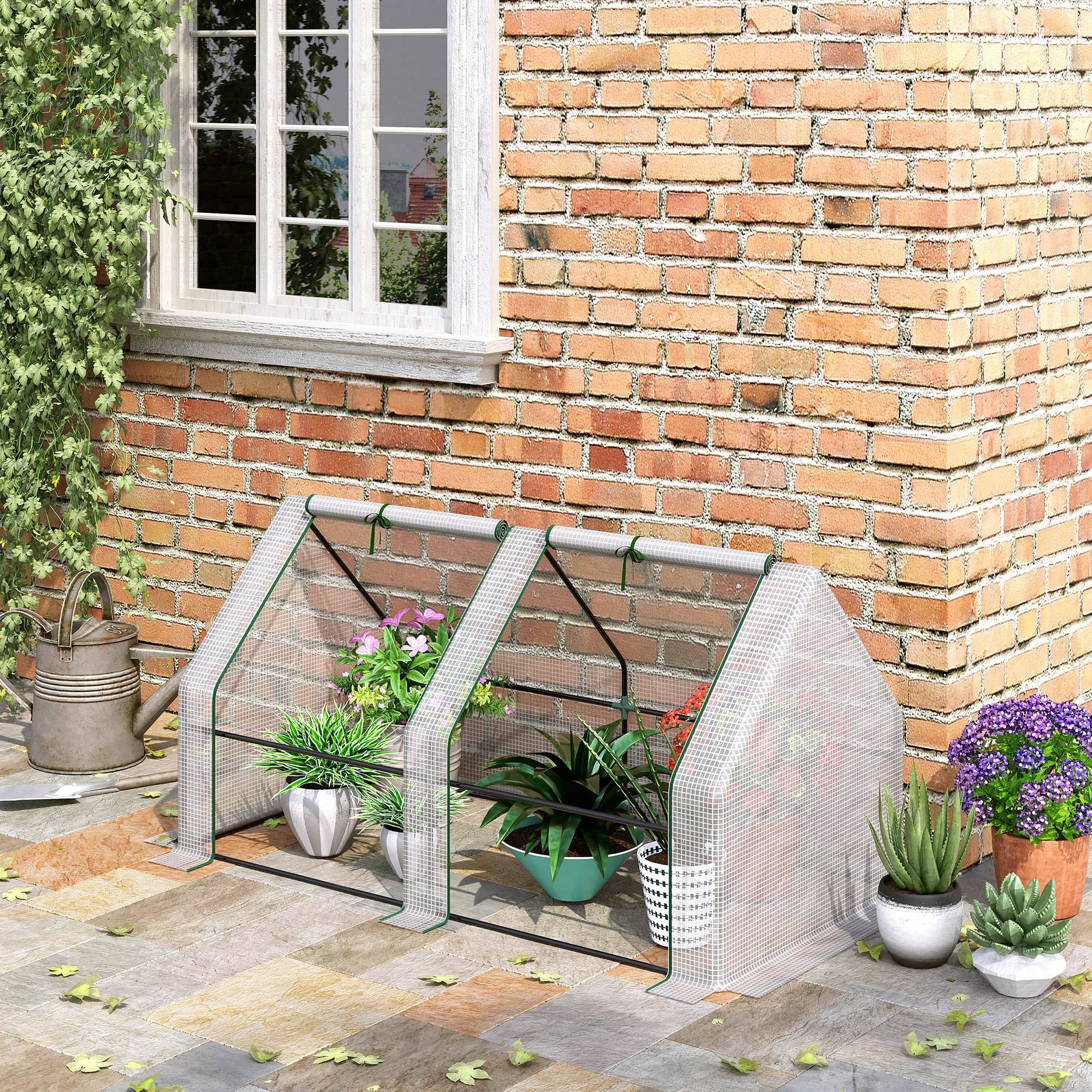 Maison Chic - Mini Serre de Jardin mini serre tunnel 180x90x90cm toit pointu Acier PE 140 g/m² Anti-UV fenêtres avec - Image 4