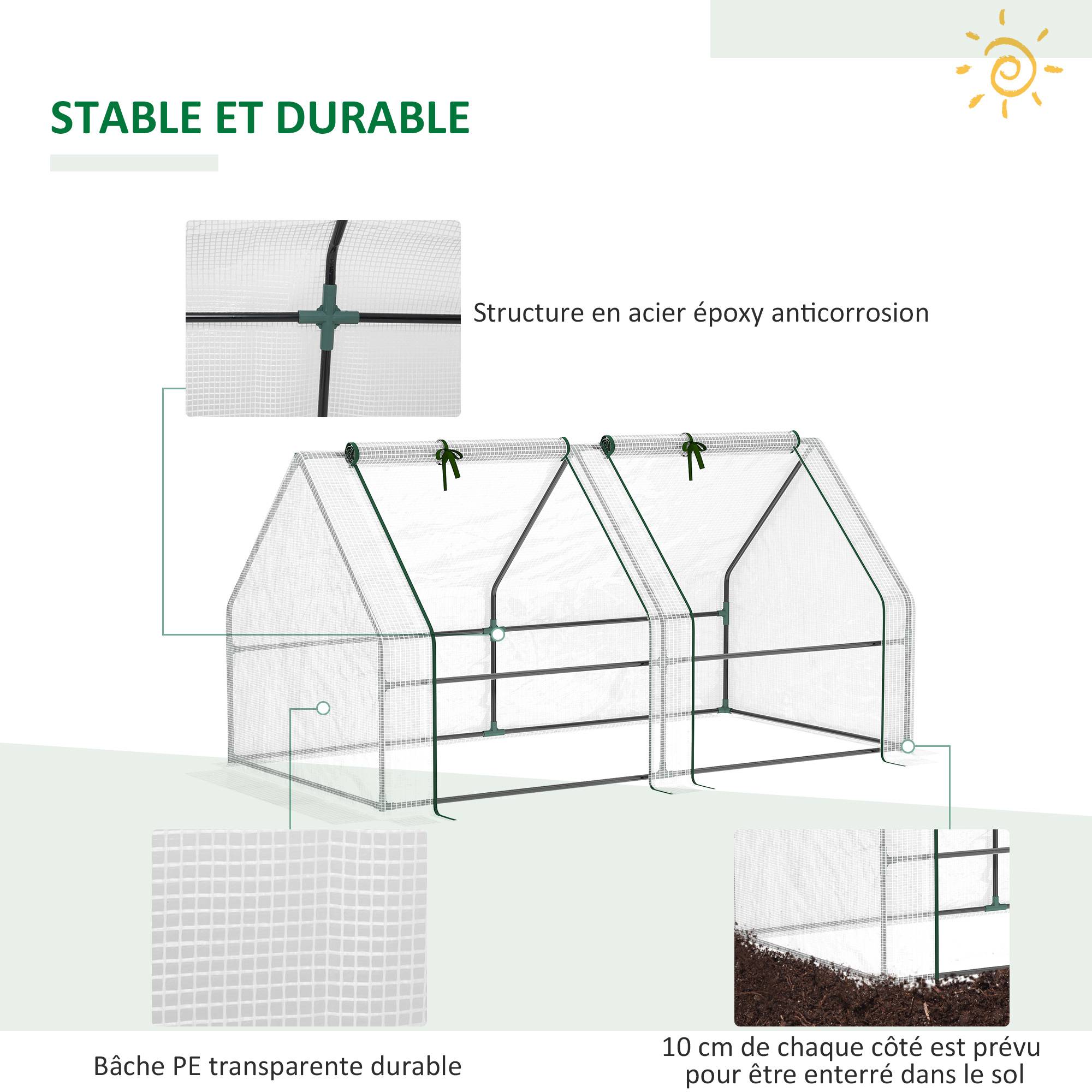 Maison Chic - Mini Serre de Jardin mini serre tunnel 180x90x90cm toit pointu Acier PE 140 g/m² Anti-UV fenêtres avec - Image 7