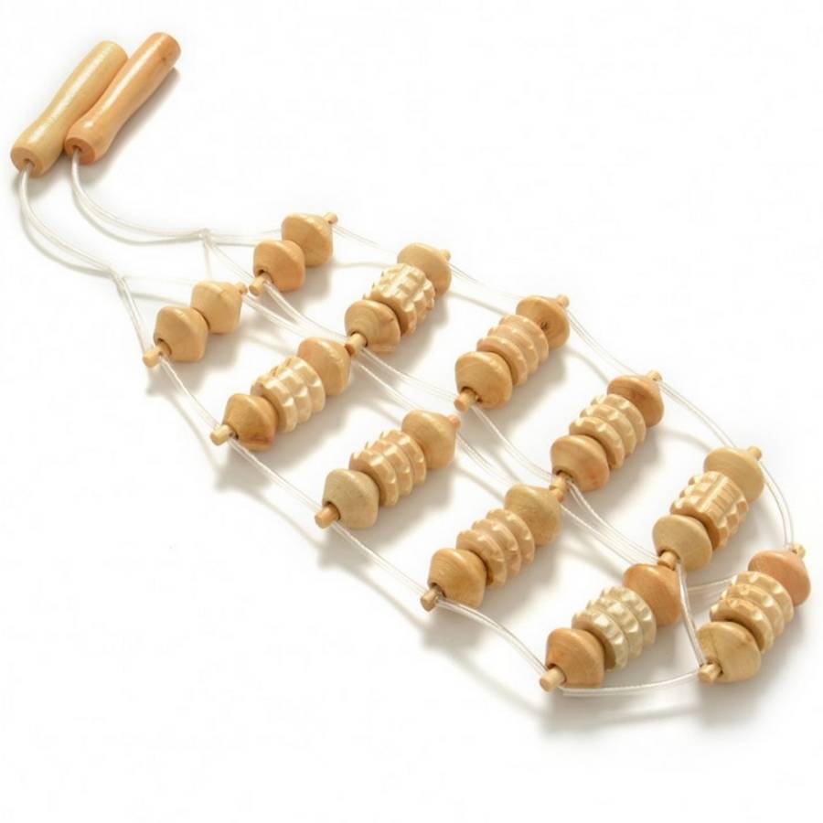 Accessoire de Massage en Bois - Madérothérapie Masseur Anti Cellulite Drainant, Lanière de Massage 10 Zones de Stimulation - Sun&Sia