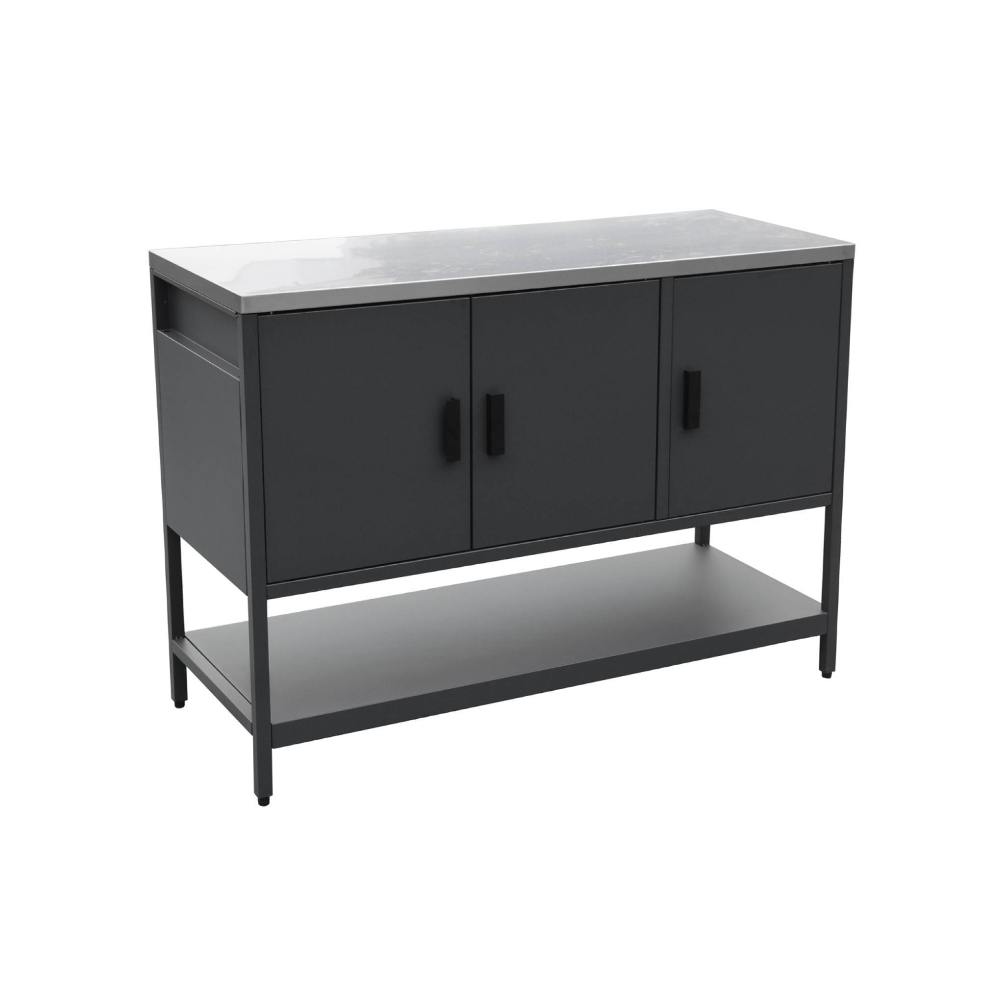 sweeek - Cuisine d'extérieure en acier noir 3 portes.1 étagère L120cm | sweeek - Image 2