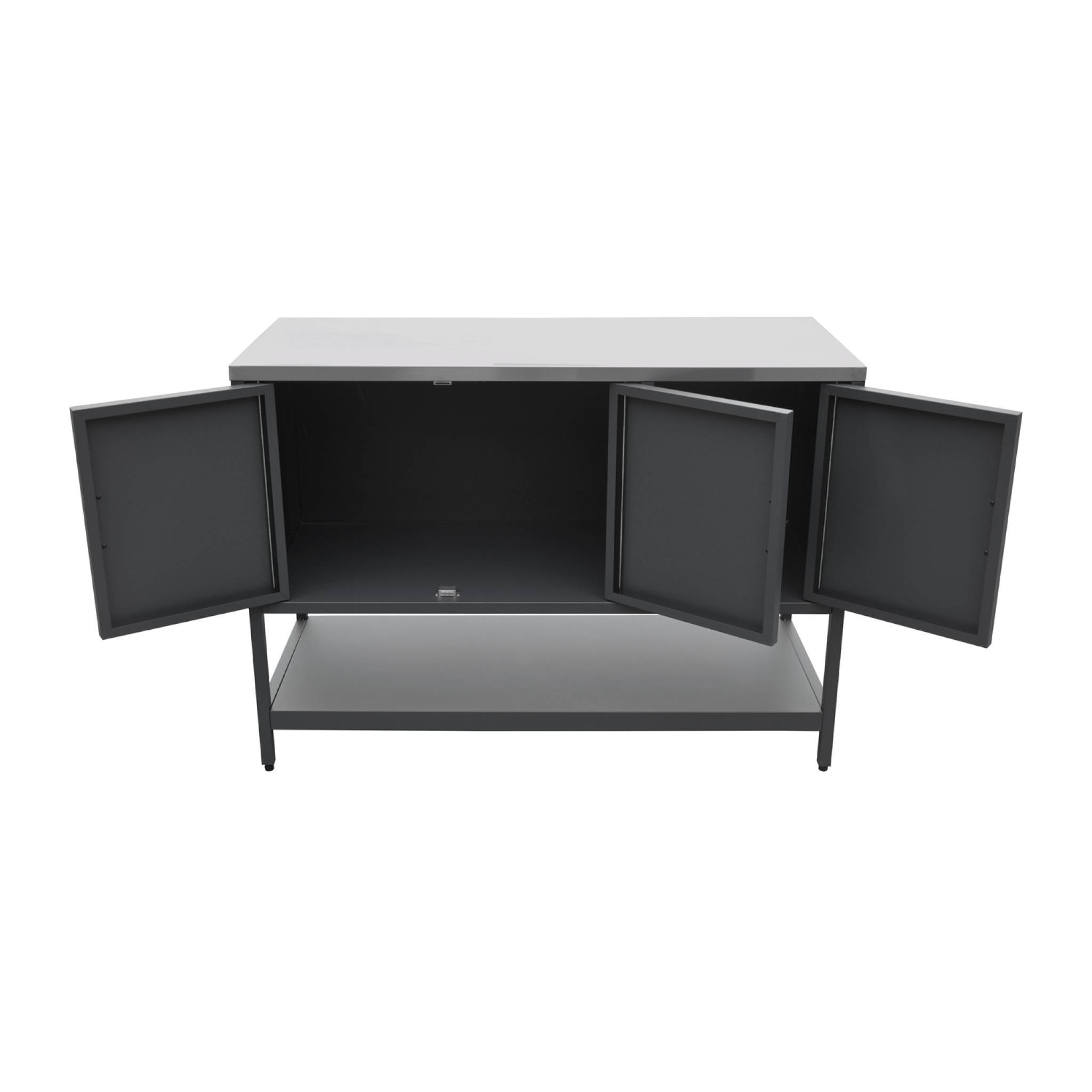 sweeek - Cuisine d'extérieure en acier noir 3 portes.1 étagère L120cm | sweeek - Image 6