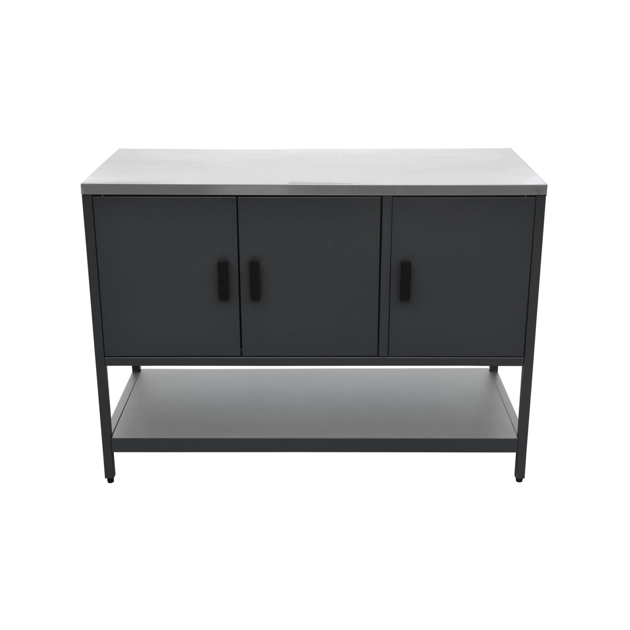 sweeek - Cuisine d'extérieure en acier noir 3 portes.1 étagère L120cm | sweeek - Image 5