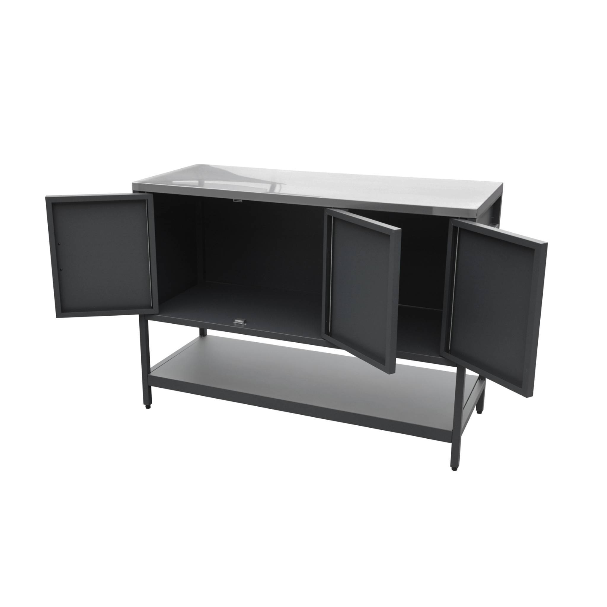 sweeek - Cuisine d'extérieure en acier noir 3 portes.1 étagère L120cm | sweeek - Image 7