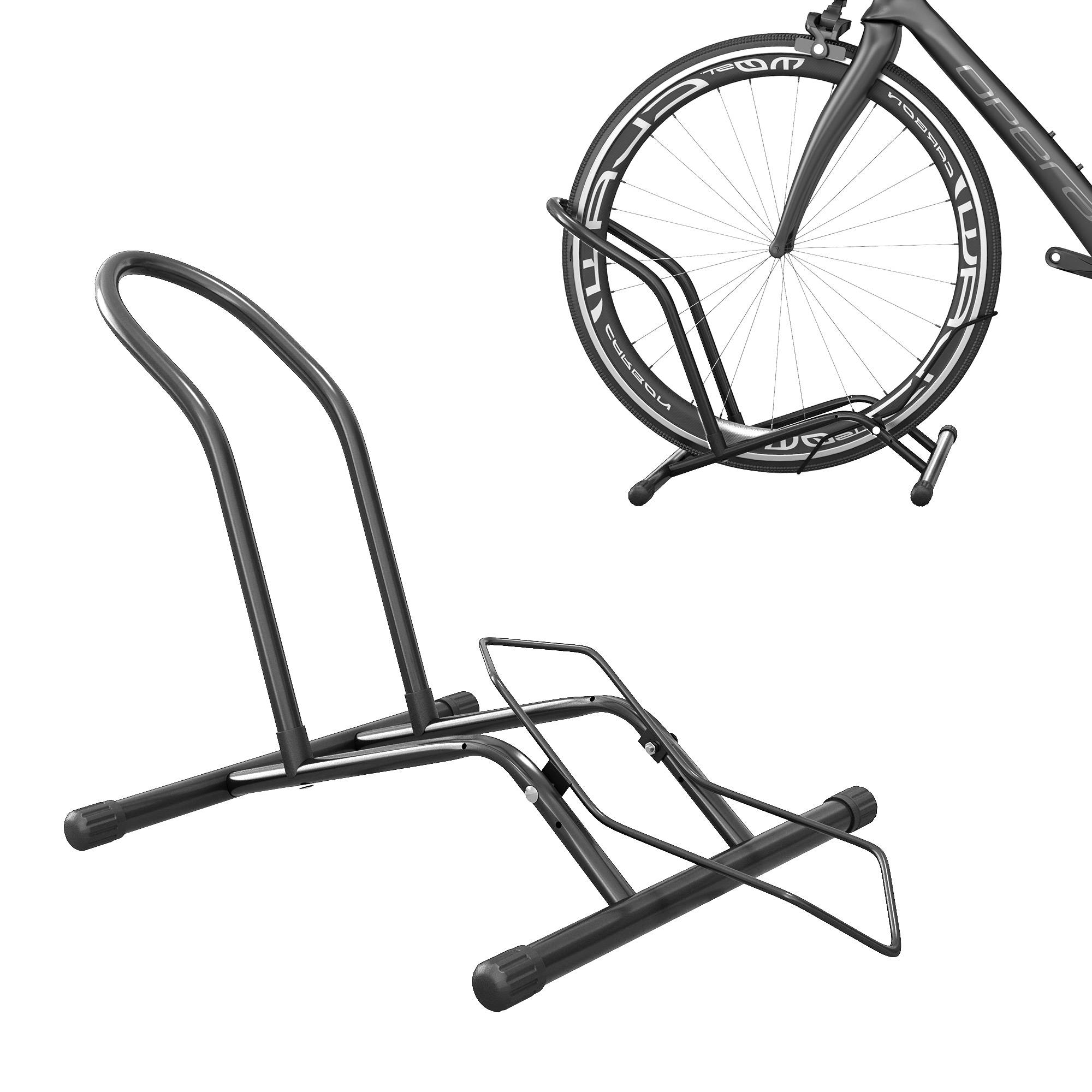 Support vélo noir en acier portable intérieur et extérieur 59 x 41 x 38 cm garage rangement mobile pratique - Image 1