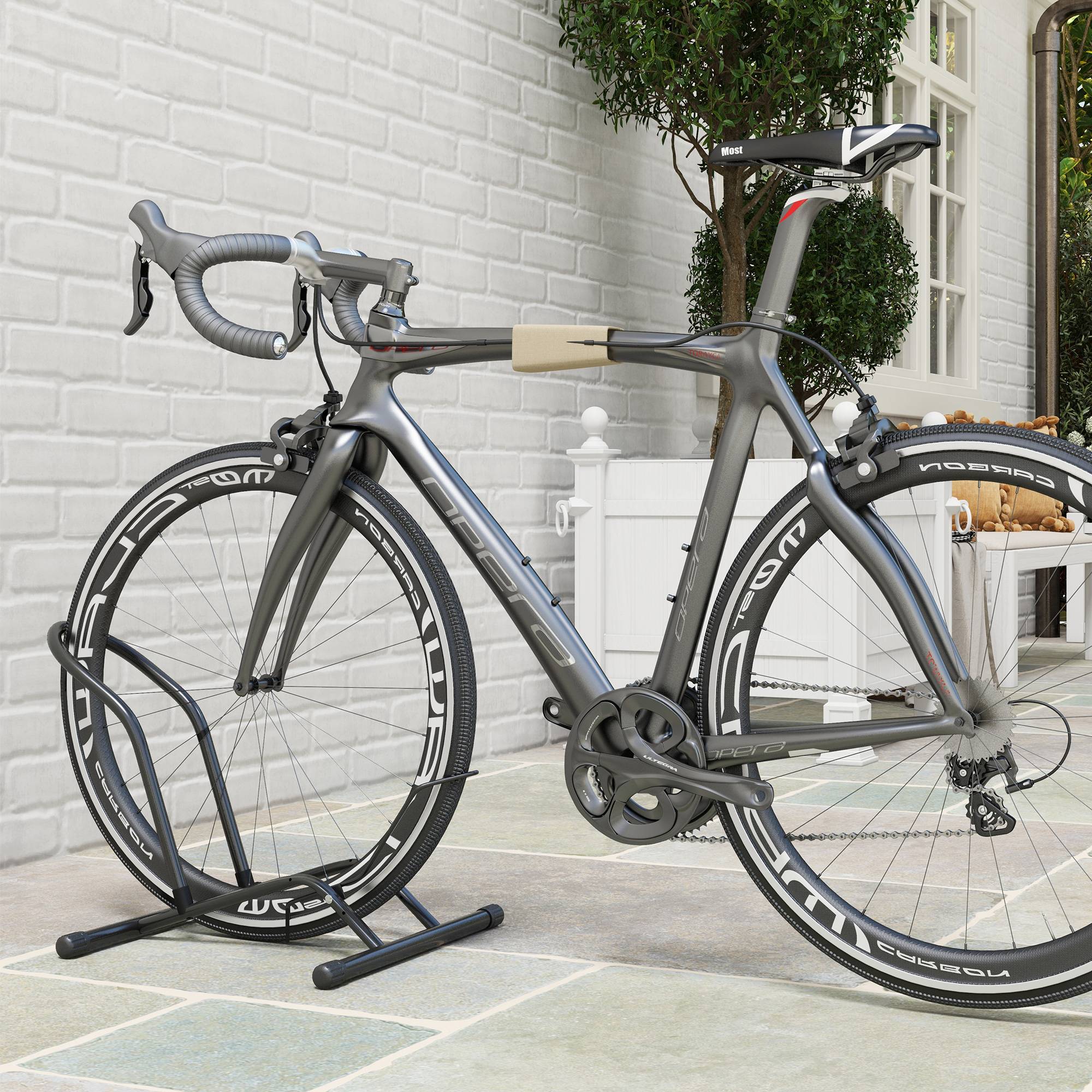 Support vélo noir en acier portable intérieur et extérieur 59 x 41 x 38 cm garage rangement mobile pratique - Image 3