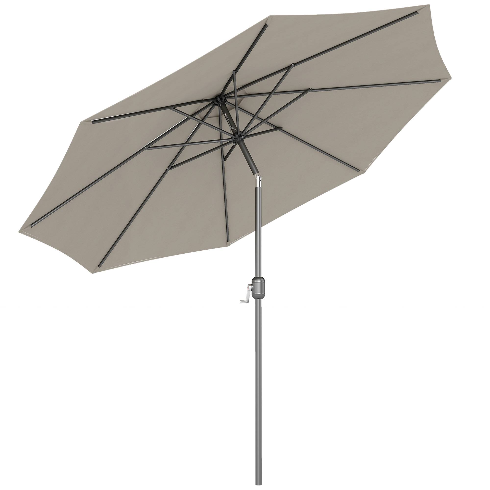Parasol de jardin extérieur Parasol droit inclinable Ø 3 m - Polyester 180g/m² Gris clair fr152 - Image 1