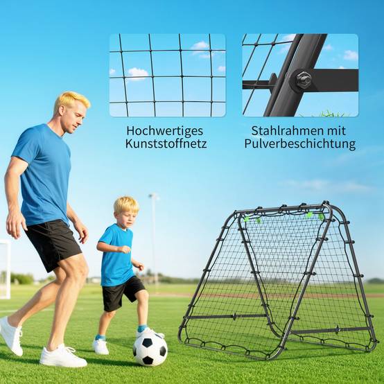 But de football réglable et pliable, structure métallique, 100 x 68-95 cm, noir - Image 8