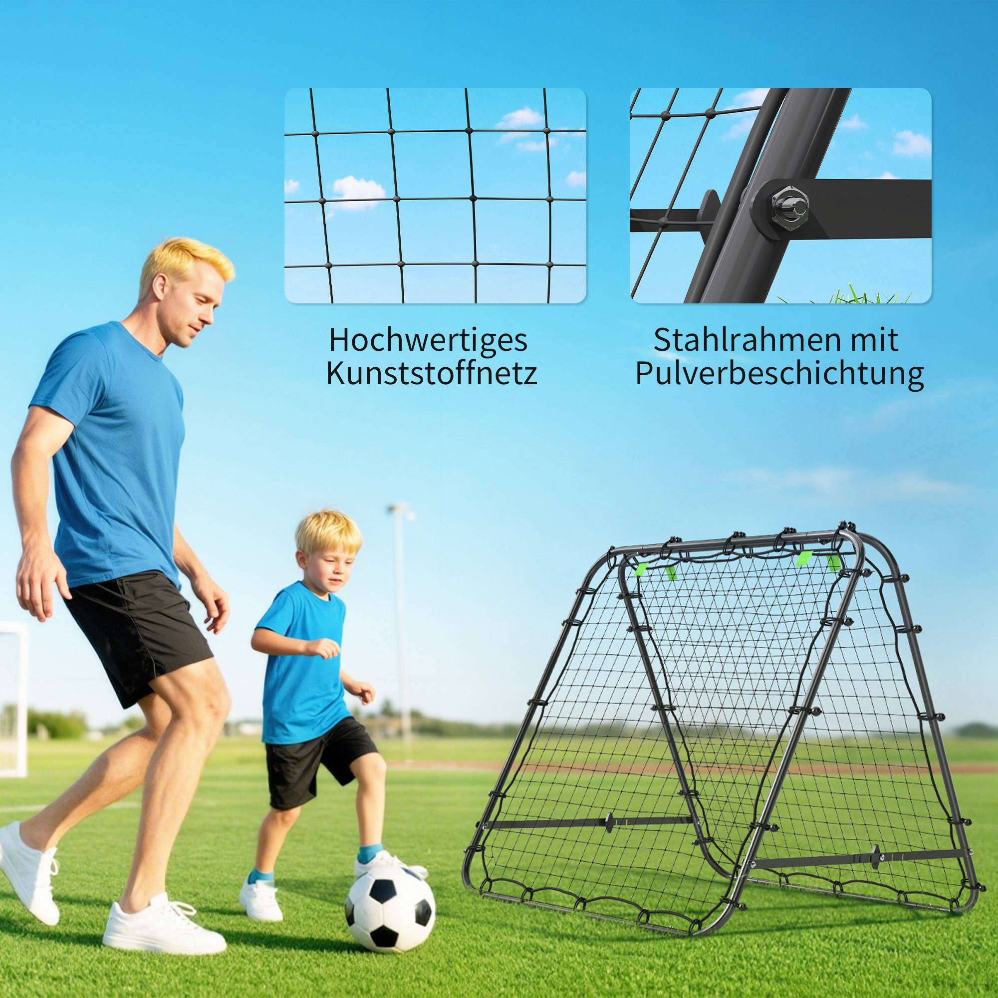 But de football réglable et pliable, structure métallique, 100 x 68-95 cm, noir - Image 8