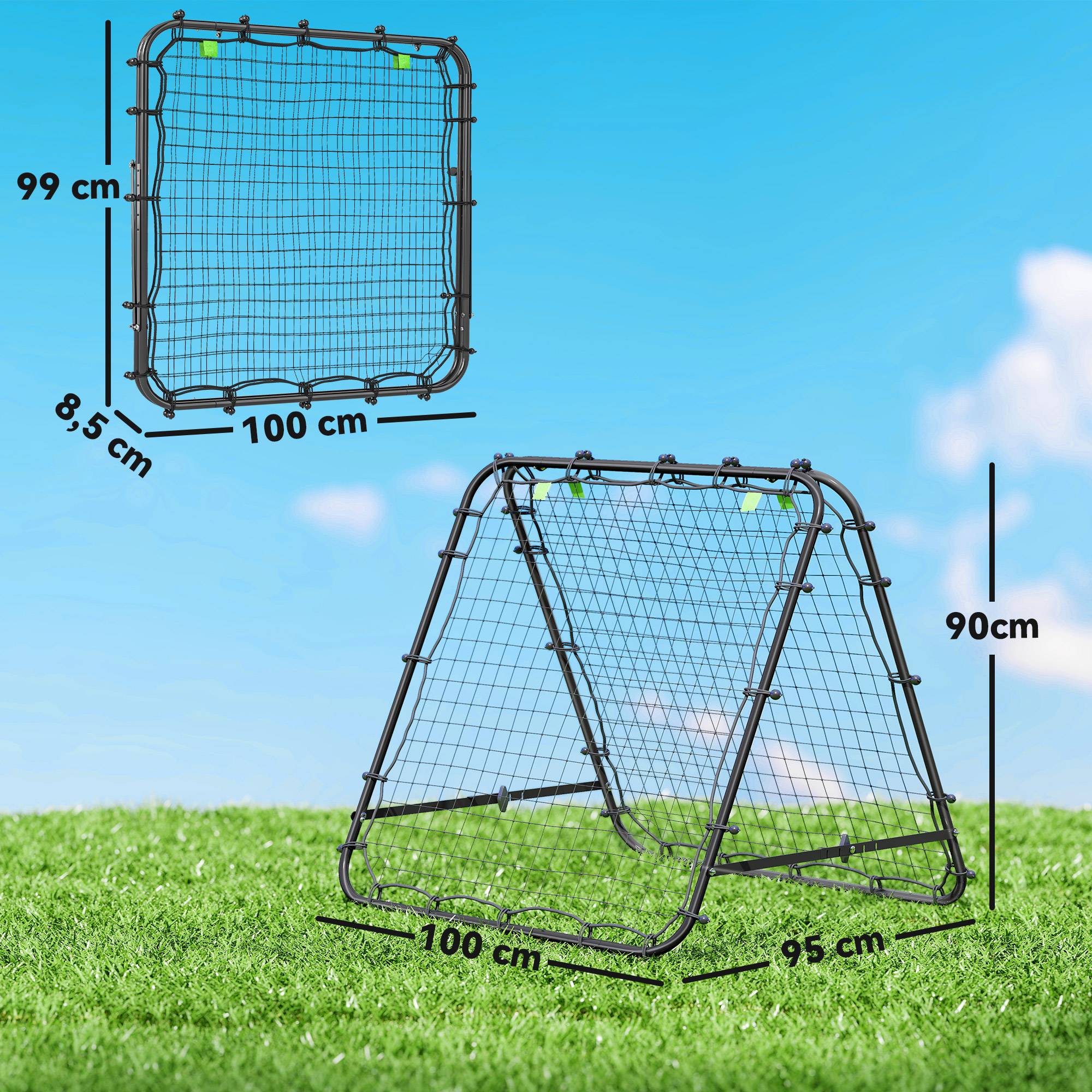 But de football réglable et pliable, structure métallique, 100 x 68-95 cm, noir - Image 5