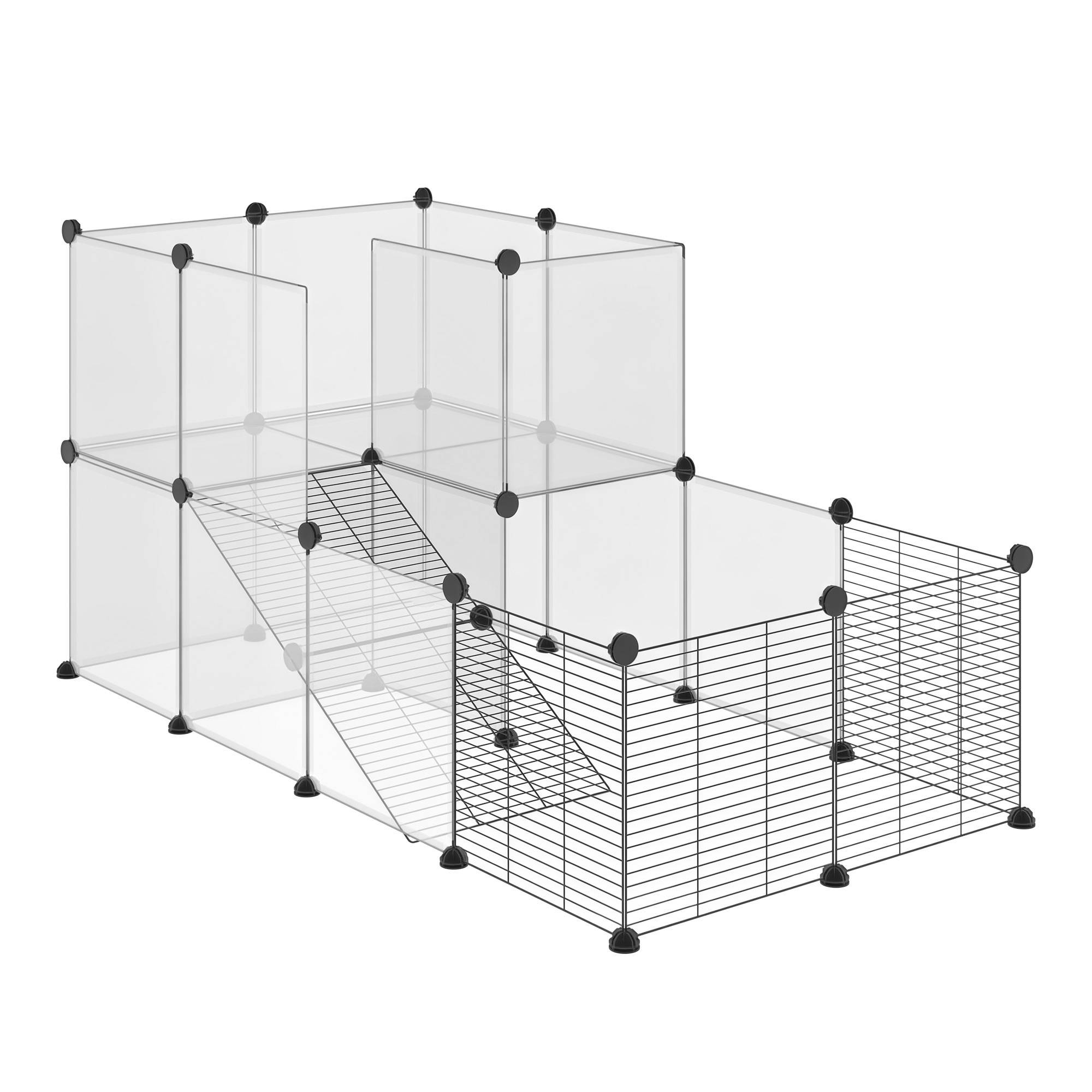 Parc Modulable Acier Résine Lapins Chinchillas Design Ouvert 140x70x70cm Noir - ComfortXL Outdoor Living - Image 1