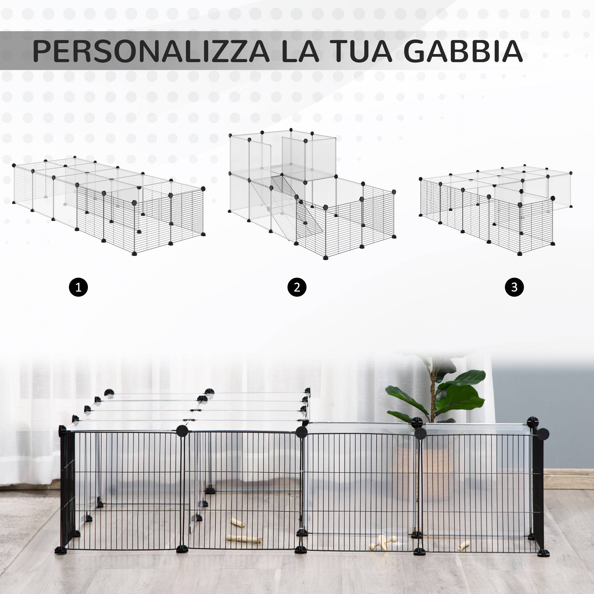 Parc Modulable Acier Résine Lapins Chinchillas Design Ouvert 140x70x70cm Noir - ComfortXL Outdoor Living - Image 6
