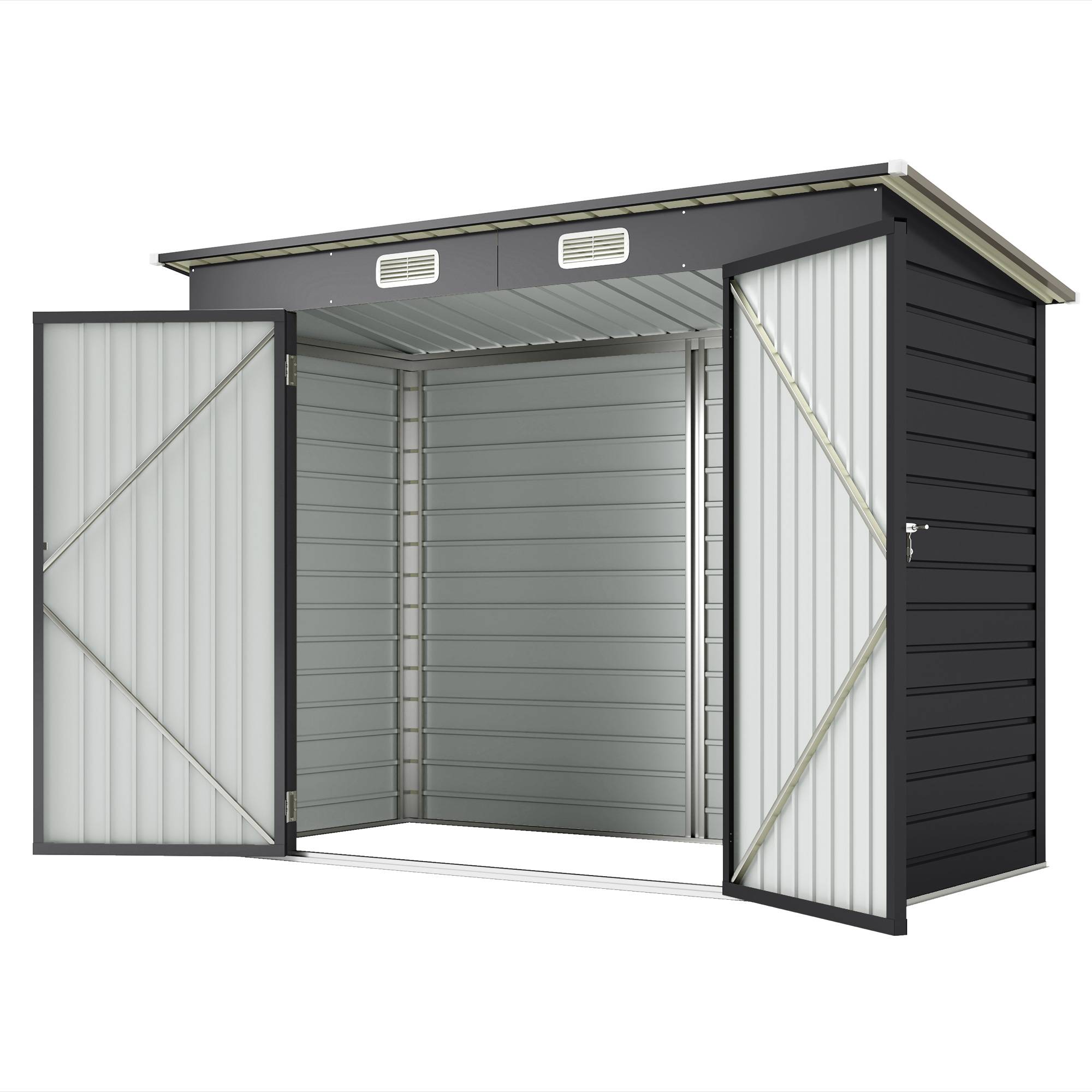 Abri de Jardin 2,7 m² 249 x 121 x 183 cm avec Gants Doubles Portes Verrouillables et Ventilations - Image 2