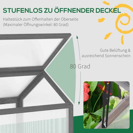 Châssis de culture bois balcon protection gel 90x52x49cm gris - ComfortXL Outdoor Living - Image 7