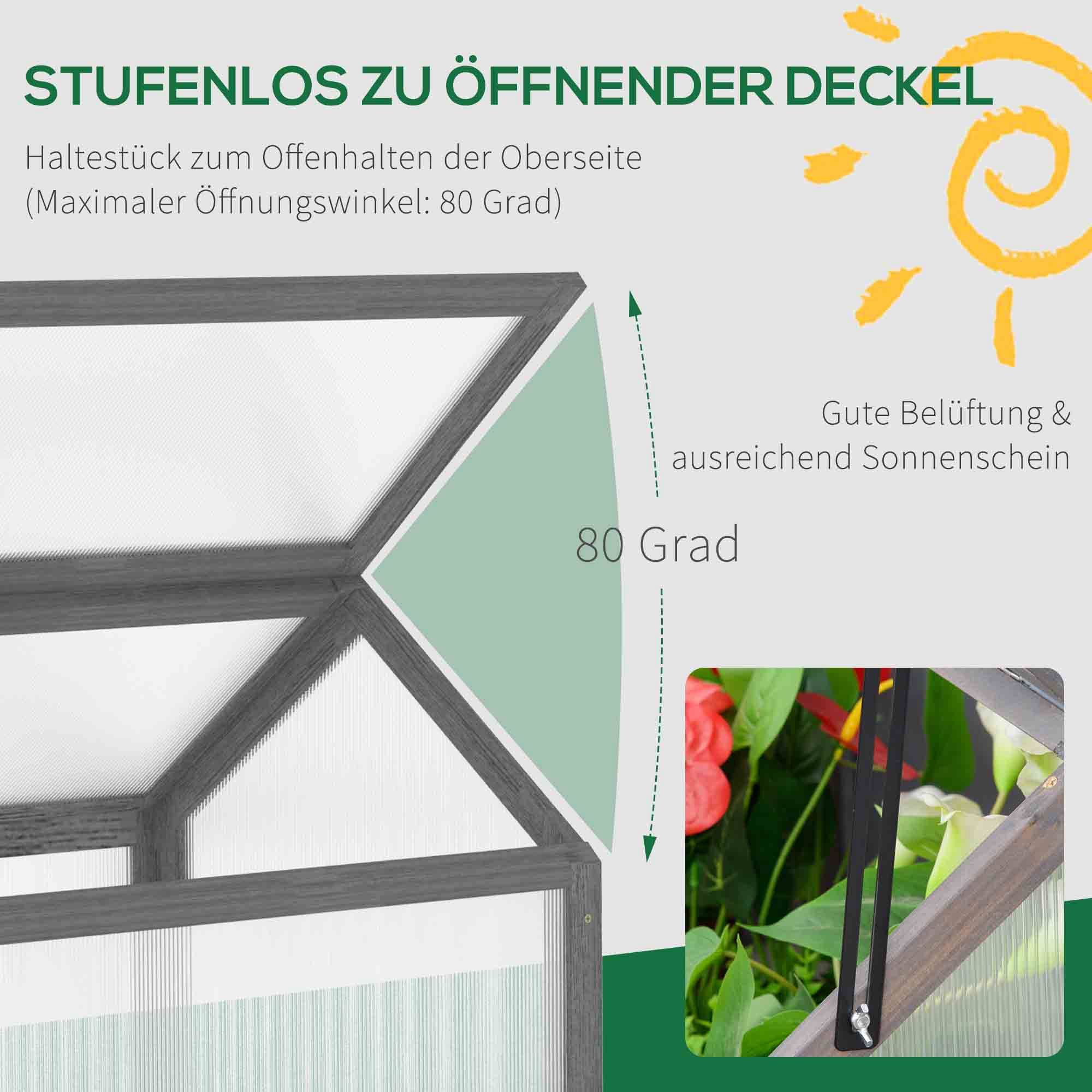 Châssis de culture bois balcon protection gel 90x52x49cm gris - ComfortXL Outdoor Living - Image 7