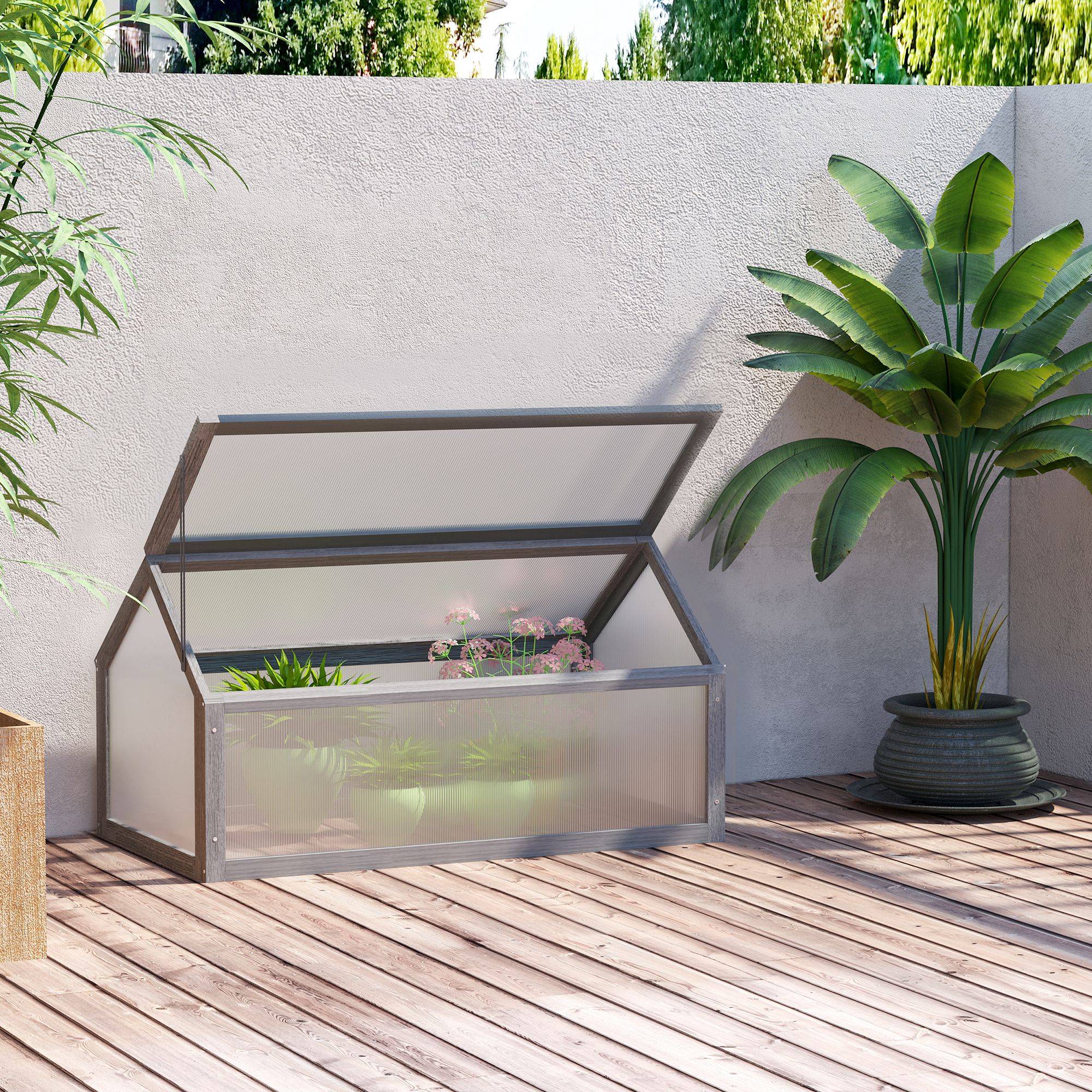 Châssis de culture bois balcon protection gel 90x52x49cm gris - ComfortXL Outdoor Living - Image 4