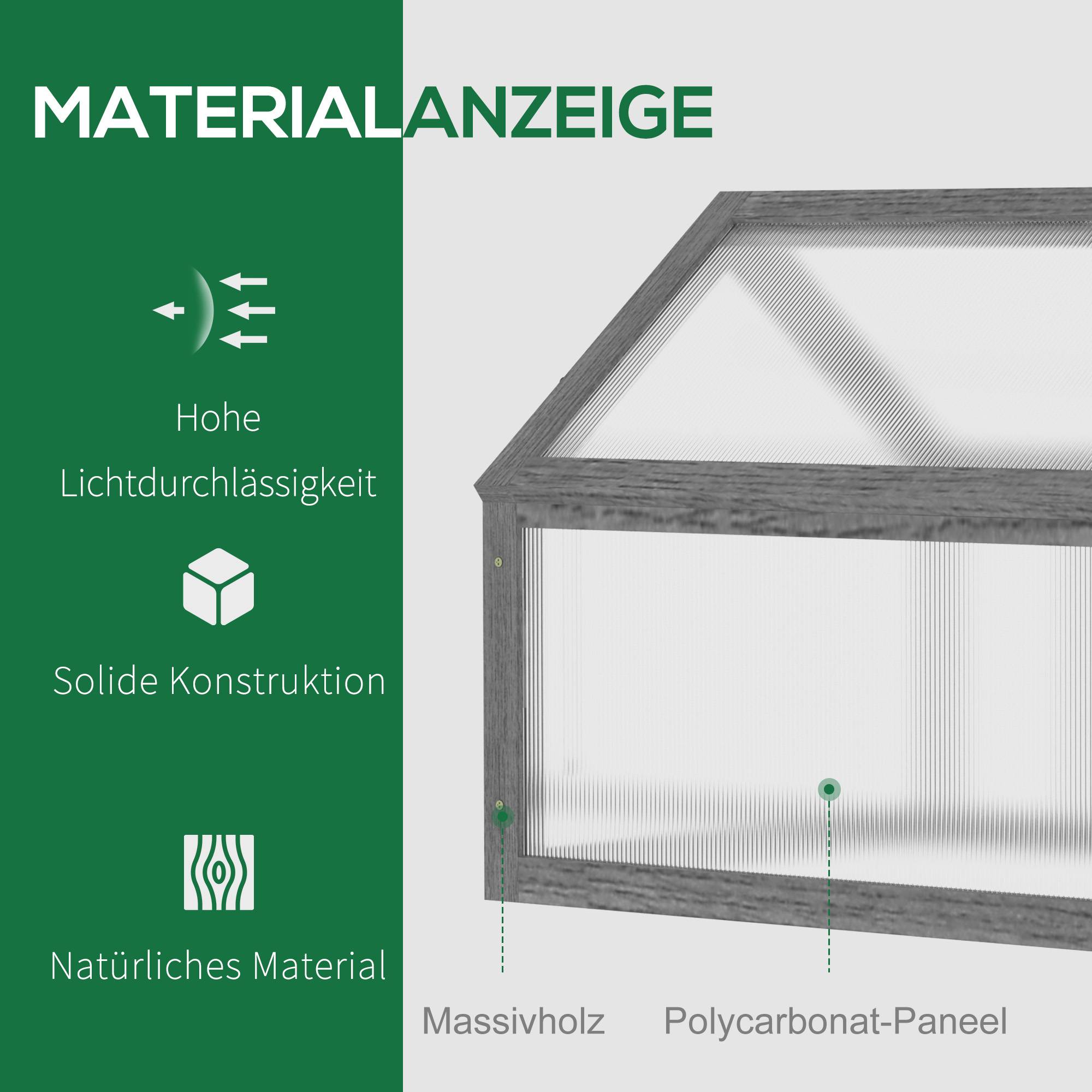 Châssis de culture bois balcon protection gel 90x52x49cm gris - ComfortXL Outdoor Living - Image 6