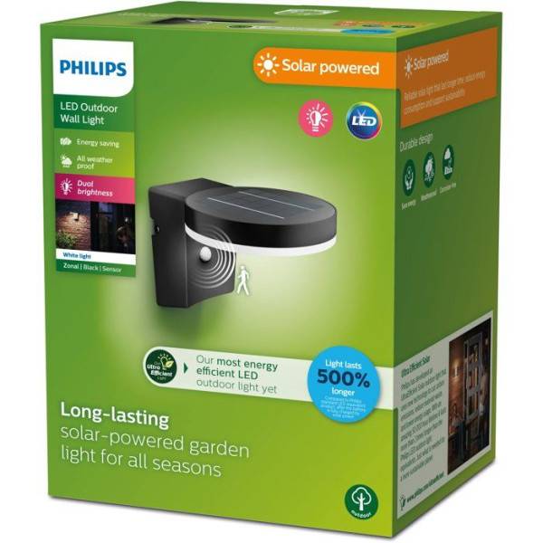 Applique Solaire Ronde Ultra-efficace, Ip44 1.3w, 250im 3000k, Lumière Chaude. Philips - Image 4