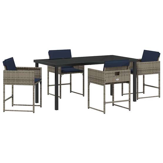 Ensemble de salle à manger pour jardin 5 pcs | Mobilier d'extérieur Gris polyrotin Maison Chic - Image 1