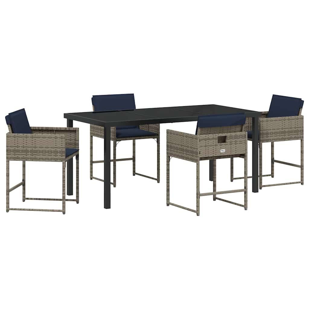 Ensemble de salle à manger pour jardin 5 pcs | Mobilier d'extérieur Gris polyrotin Maison Chic - Image 1