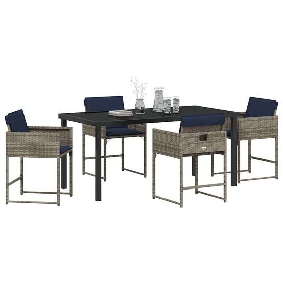 Ensemble de salle à manger pour jardin 5 pcs | Mobilier d'extérieur Gris polyrotin Maison Chic - Image 3