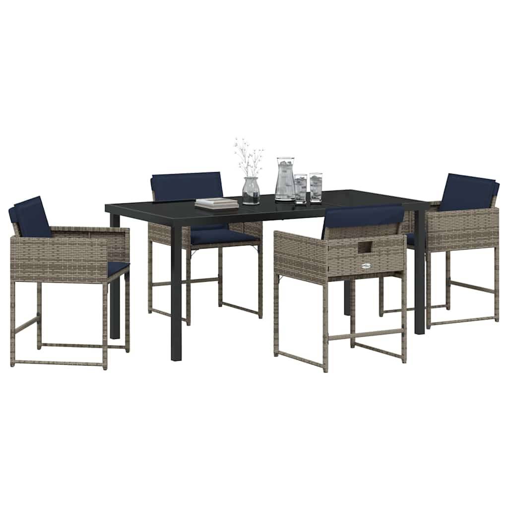 Ensemble de salle à manger pour jardin 5 pcs | Mobilier d'extérieur Gris polyrotin Maison Chic - Image 3