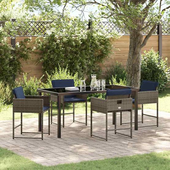 Ensemble de salle à manger pour jardin 5 pcs | Mobilier d'extérieur Gris polyrotin Maison Chic - Image 2