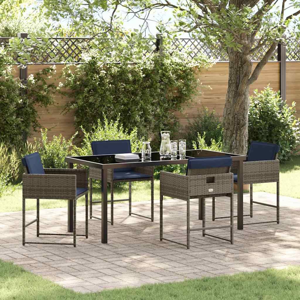 Ensemble de salle à manger pour jardin 5 pcs | Mobilier d'extérieur Gris polyrotin Maison Chic - Image 2