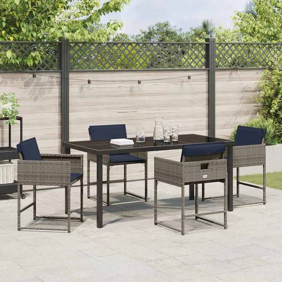 Ensemble de salle à manger pour jardin 5 pcs | Mobilier d'extérieur Gris polyrotin Maison Chic - Image 4