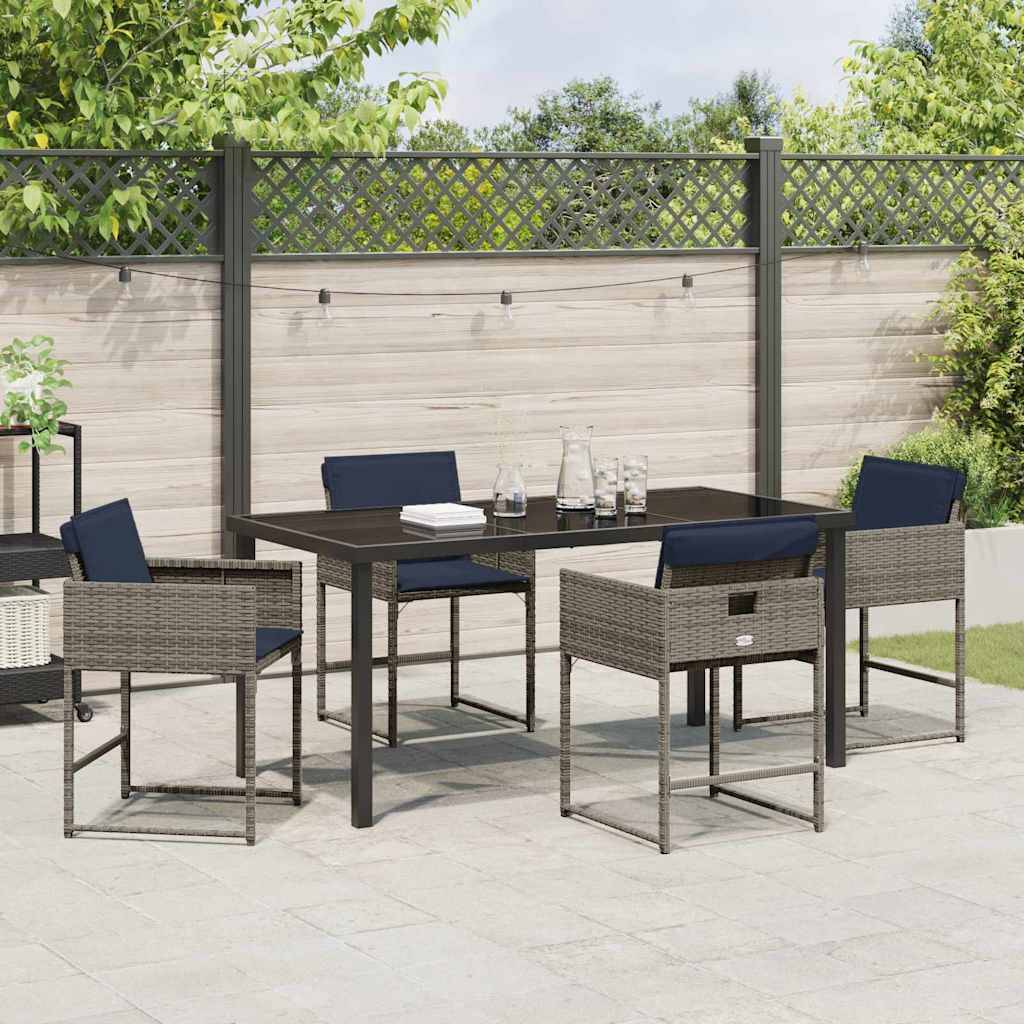 Ensemble de salle à manger pour jardin 5 pcs | Mobilier d'extérieur Gris polyrotin Maison Chic - Image 4