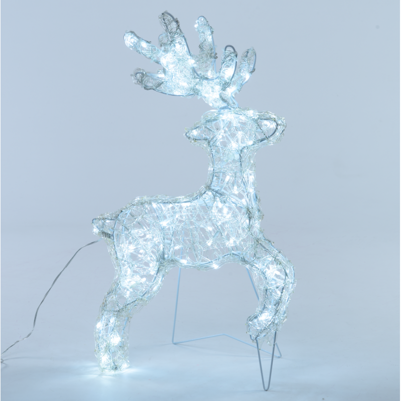 Lotti - Renne au Galop 3D lumineux H85cm 180 LED blanc froid Acrylique extérieur 31V Lotti - Image 4