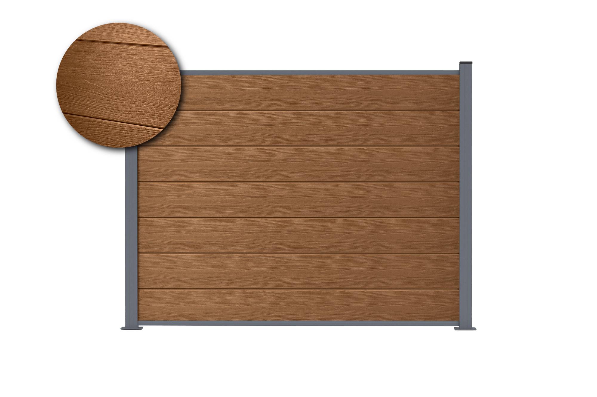 Casanoov Clôture composite Stockhorn 8 m H.150  cm sur plaque finition teck - Image 5