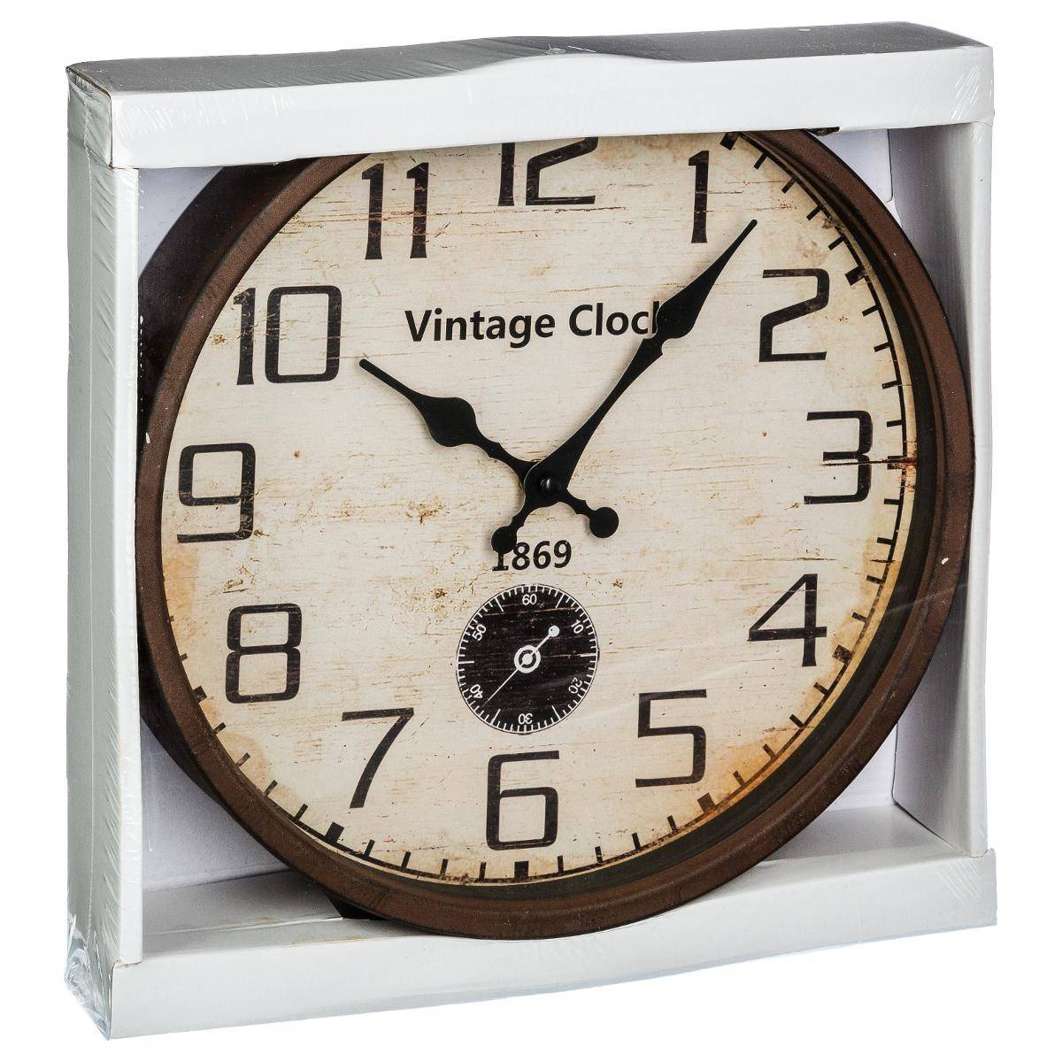 Pendule murale en métal marron rétro et vintage D 30 cm - Image 2