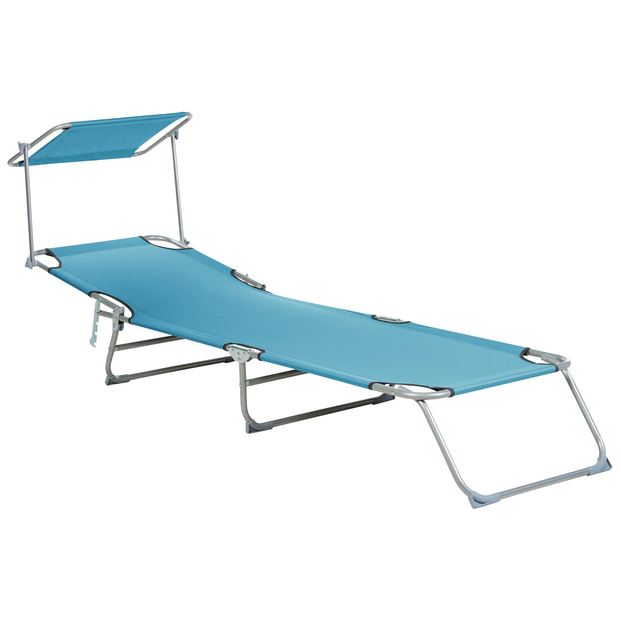 Beliani - Transat de Jardin Bain de Soleil Pliant en Tissu Polyester Bleu Turquoise et Acier avec Pare Soleil Pratique Idéal pour Terrasse ou Balcon Beliani - Image 5
