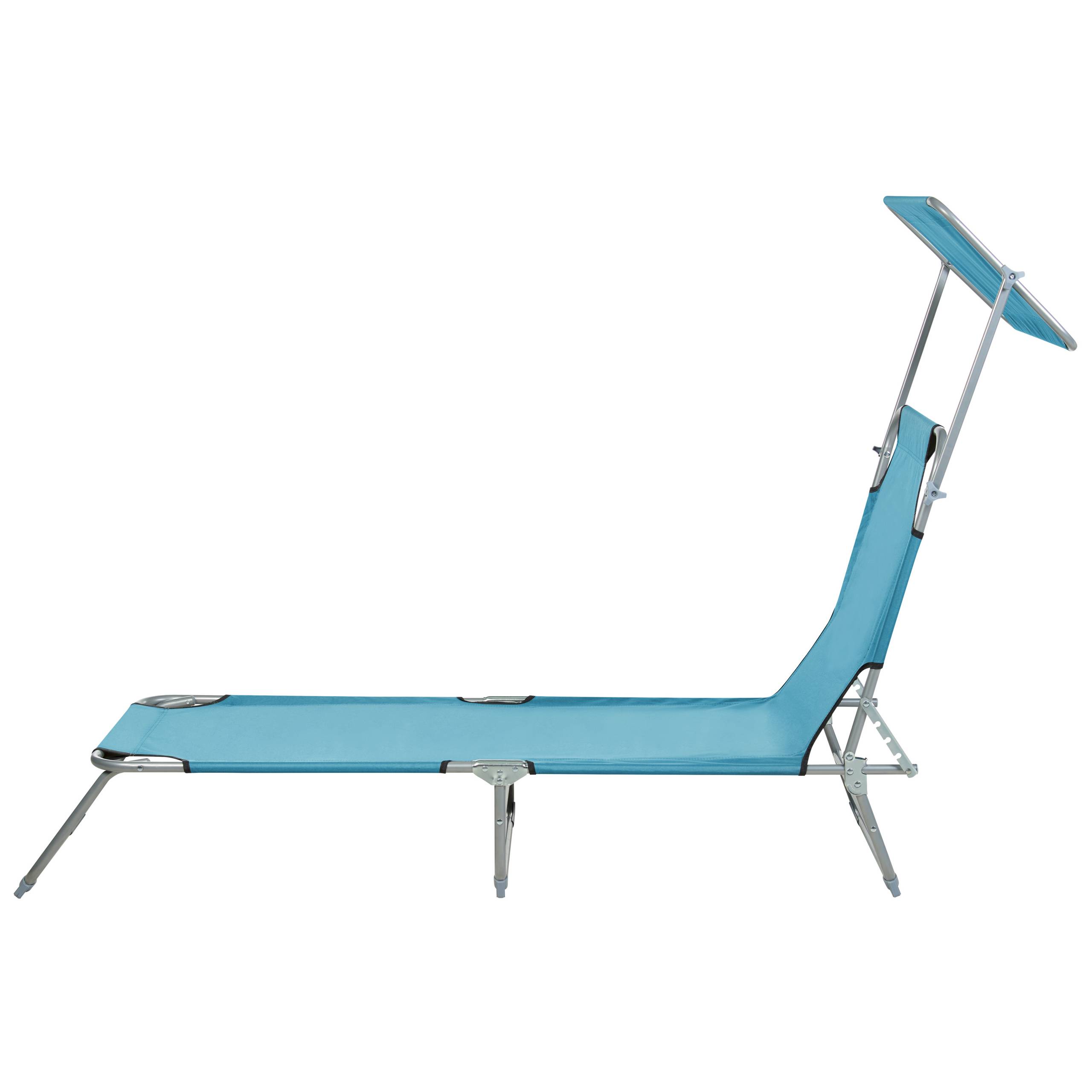 Beliani - Transat de Jardin Bain de Soleil Pliant en Tissu Polyester Bleu Turquoise et Acier avec Pare Soleil Pratique Idéal pour Terrasse ou Balcon Beliani - Image 6