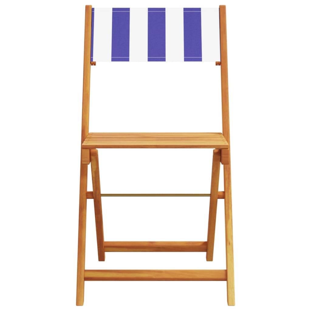 Maison Chic - 5 pcs Salon de jardin - Ensemble à manger de jardin bleu blanc tissu bois massif P295 - Image 4