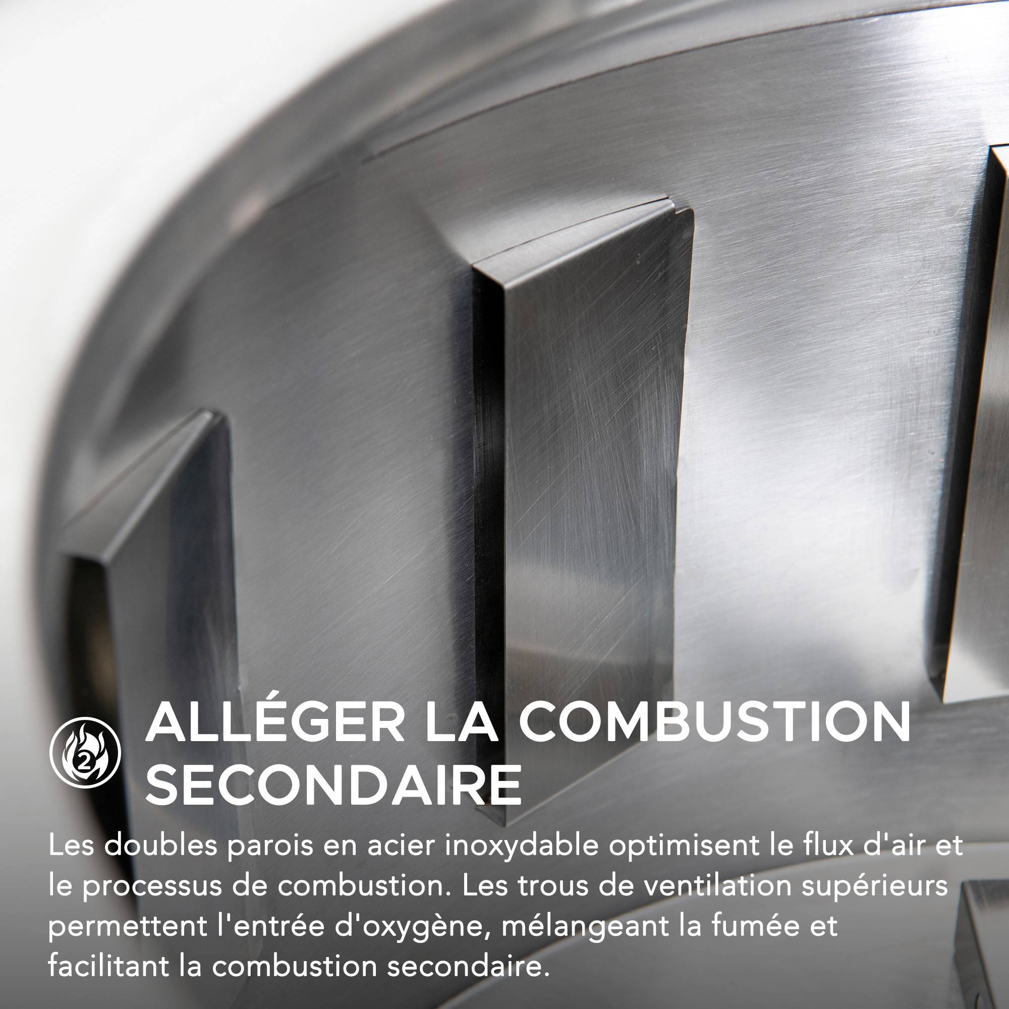 Foyer sans fumée AMIATA en acier - 66x57x38cm, noir - Image 5