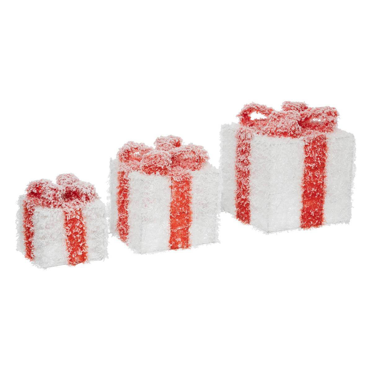 Fééric Lights & Christmas - Décoration cadeaux  blanc et rouge x3 65 LED blanc chaud à piles FEERIC LIGHTS & CHRISTMAS - Image 1
