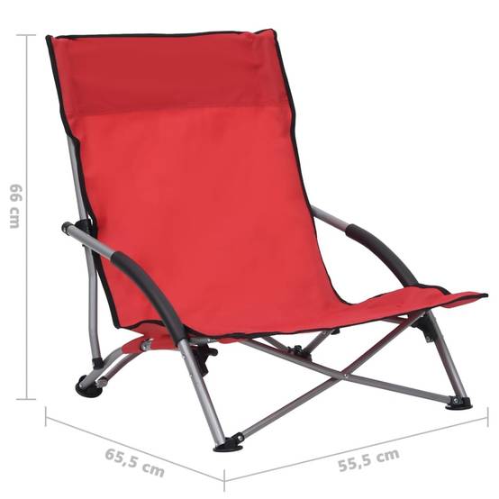 Lot de 2 Chaise de jardin | Chaises de plage pliables Rouge Tissu - Image 8