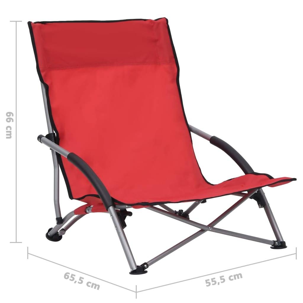 Lot de 2 Chaise de jardin | Chaises de plage pliables Rouge Tissu - Image 8
