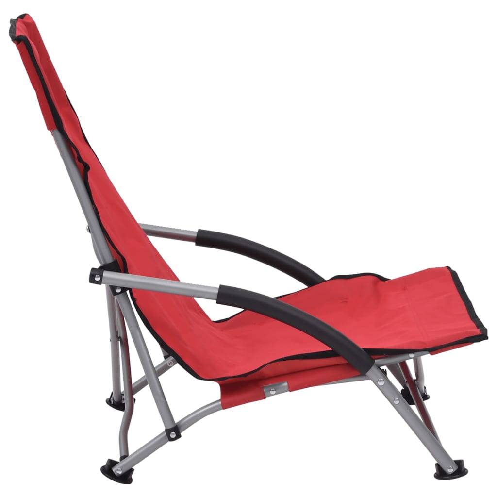 Lot de 2 Chaise de jardin | Chaises de plage pliables Rouge Tissu - Image 4