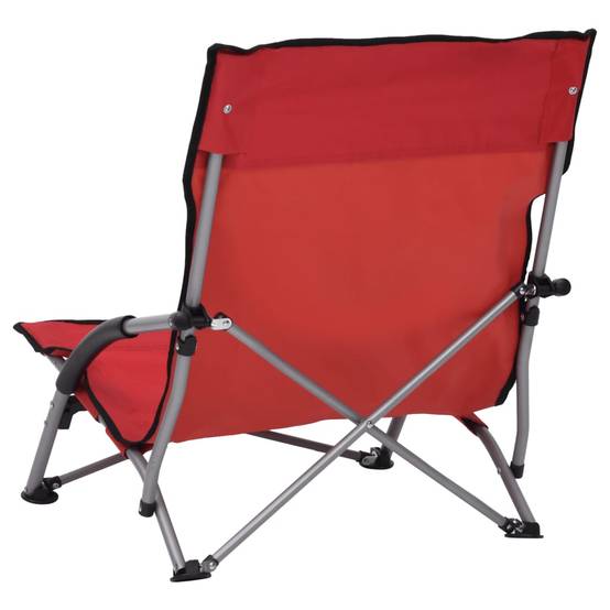 Lot de 2 Chaise de jardin | Chaises de plage pliables Rouge Tissu - Image 5