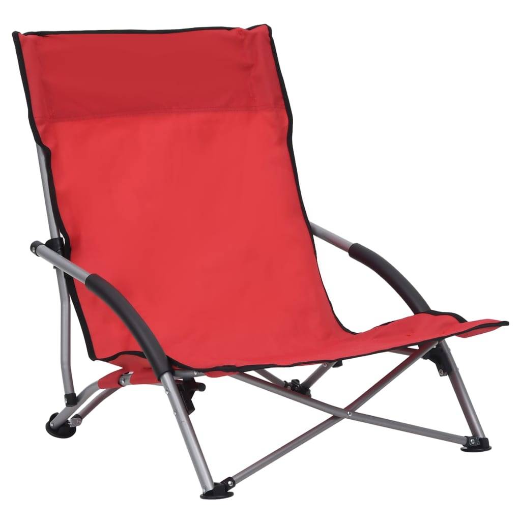 Lot de 2 Chaise de jardin | Chaises de plage pliables Rouge Tissu - Image 1
