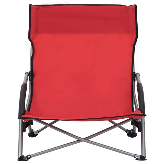 Lot de 2 Chaise de jardin | Chaises de plage pliables Rouge Tissu - Image 3