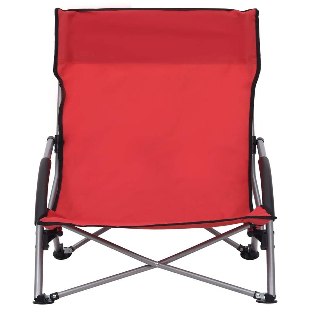 Lot de 2 Chaise de jardin | Chaises de plage pliables Rouge Tissu - Image 3